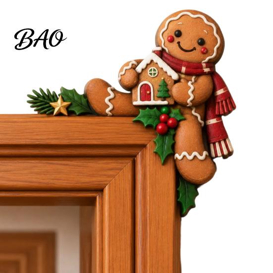 Seasonal Door Frame Sign Christmas Wooden Topper, Funny Snowman Nutcracker Penguin Angel Santa Claus Wall Hanging Decor Corner for Window Holiday