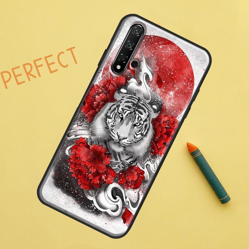 Тигр Красное Солнце Японское Искусство Для Huawei Nova 5T 9 10 SE 7i 8i 11i 12i Y60 Y61 Y70 Y72 Y73 Y90 Y91 P20 P30 P40 Lite Чехол