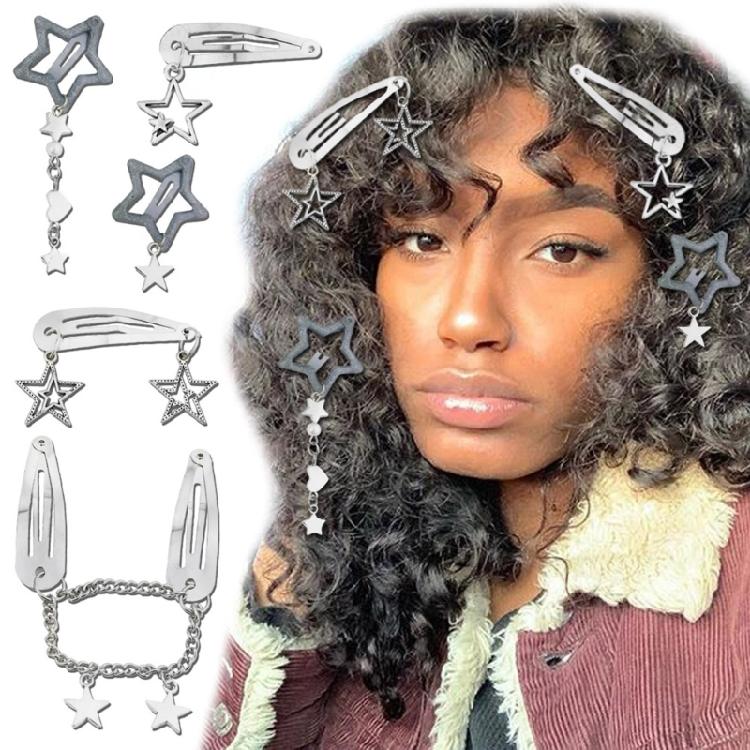 10 шт./5 шт. Металлические заколки-звездочки Зажимы для волос Панк Пятиконечные Звезды Шарм Заколка для волос Аксессуары для волос для женщин Модная бижутерия