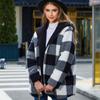 Women's Fuzzy Fleece Jackets Hooded Open Front Long Cardigan Coat Warm Winter Outwear Jackets With Pocket Plaid Faux Fur Oversized Jacket for Women