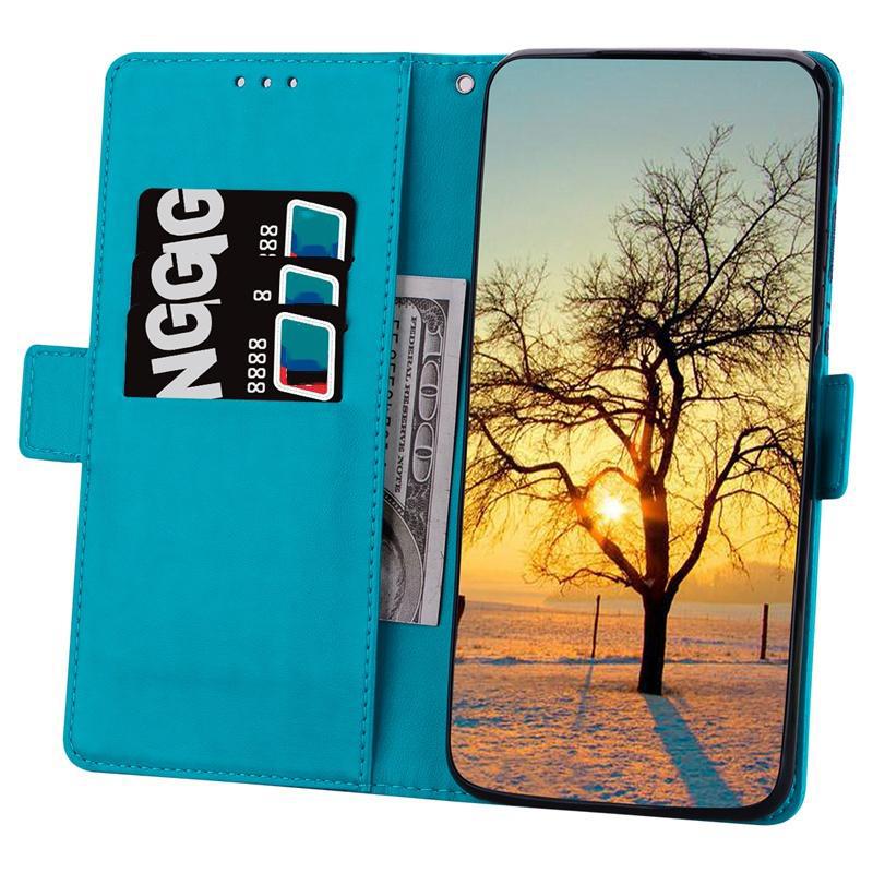 Кожаный чехол-бумажник с тисненым кружевом и цветами для iPhone Samsung Huawei Xiaomi, откидные чехлы с двойной магнитной пряжкой, слотами для кредитных карт и ремешком на руку