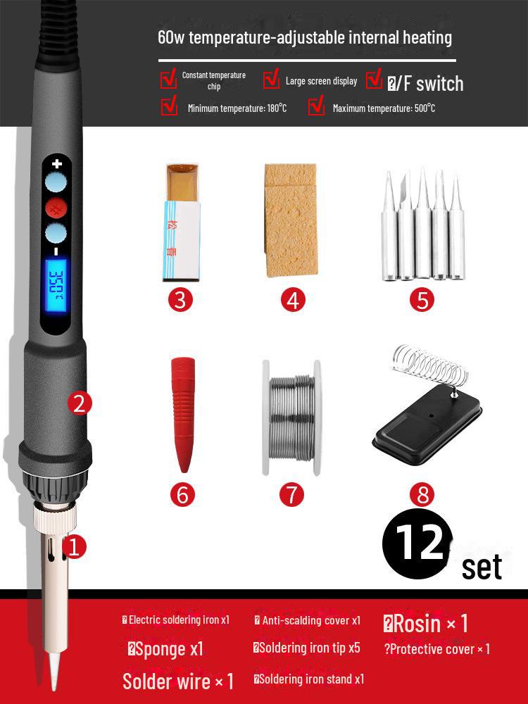 Электрический паяльник Green Forest с регулируемой температурой — высокая мощность, внутренний нагрев, постоянная температура, для домашнего и студенческого использования.