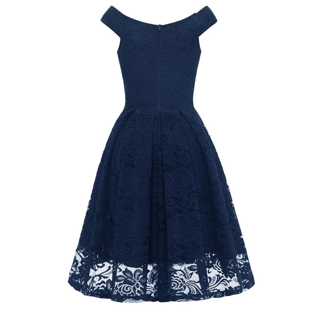 Женское винтажное кружевное платье подружки невесты с цветочным принтом Бардо с открытыми плечами миди в стиле свинг Вечерняя вечеринка Коктейльно-свадебные наряды Формальные платья для особых случаев 2022