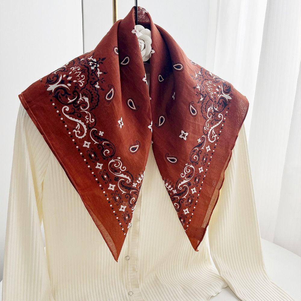 Breathable Cotton Square Scarf Korean Small Scarves Elegant Cashew Nut Print Silk Scarf Vacation