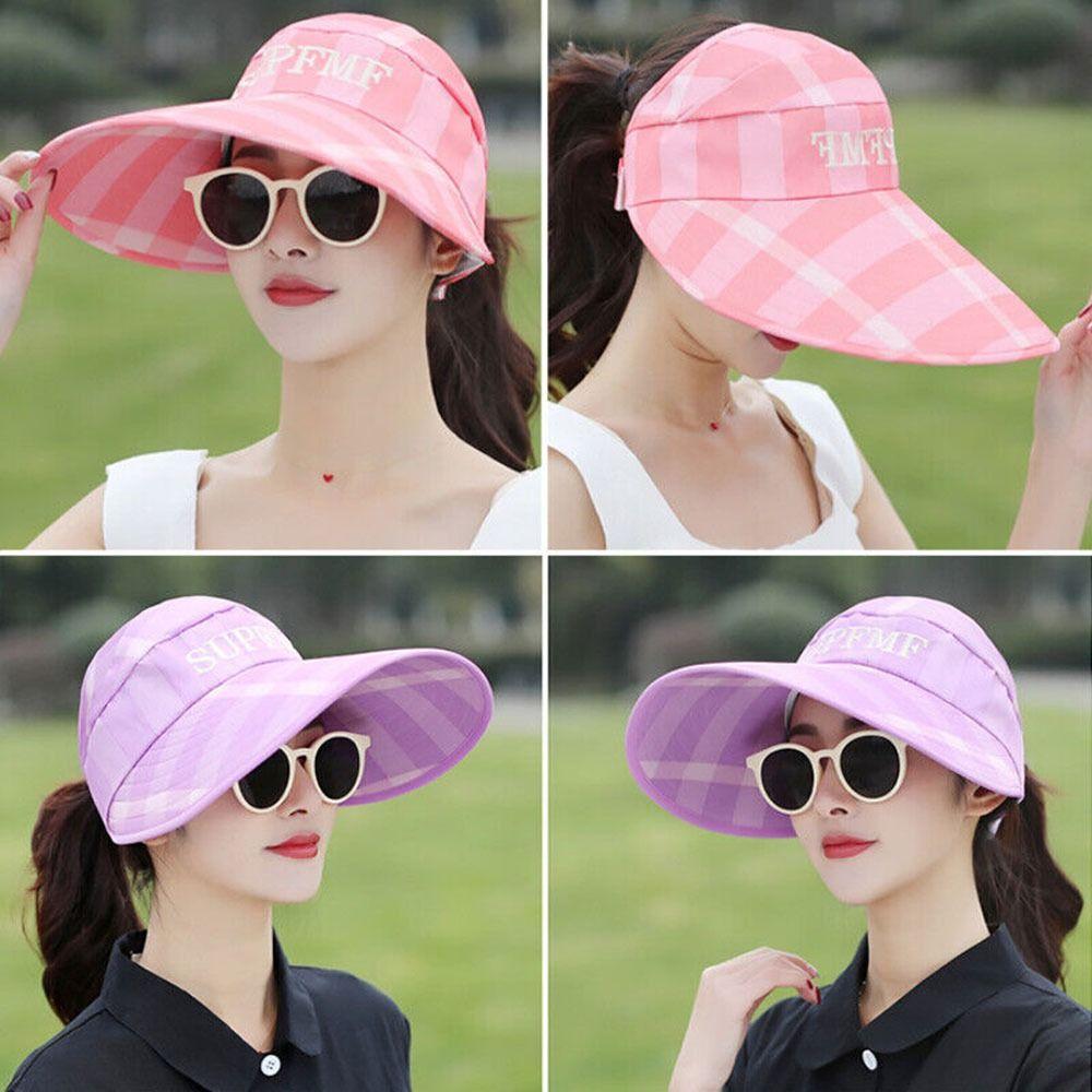 Outdoor Summer Travel Protection Sun Hat Women Wide Brim Sun Hat Beach Cap UV Protection Visor Caps