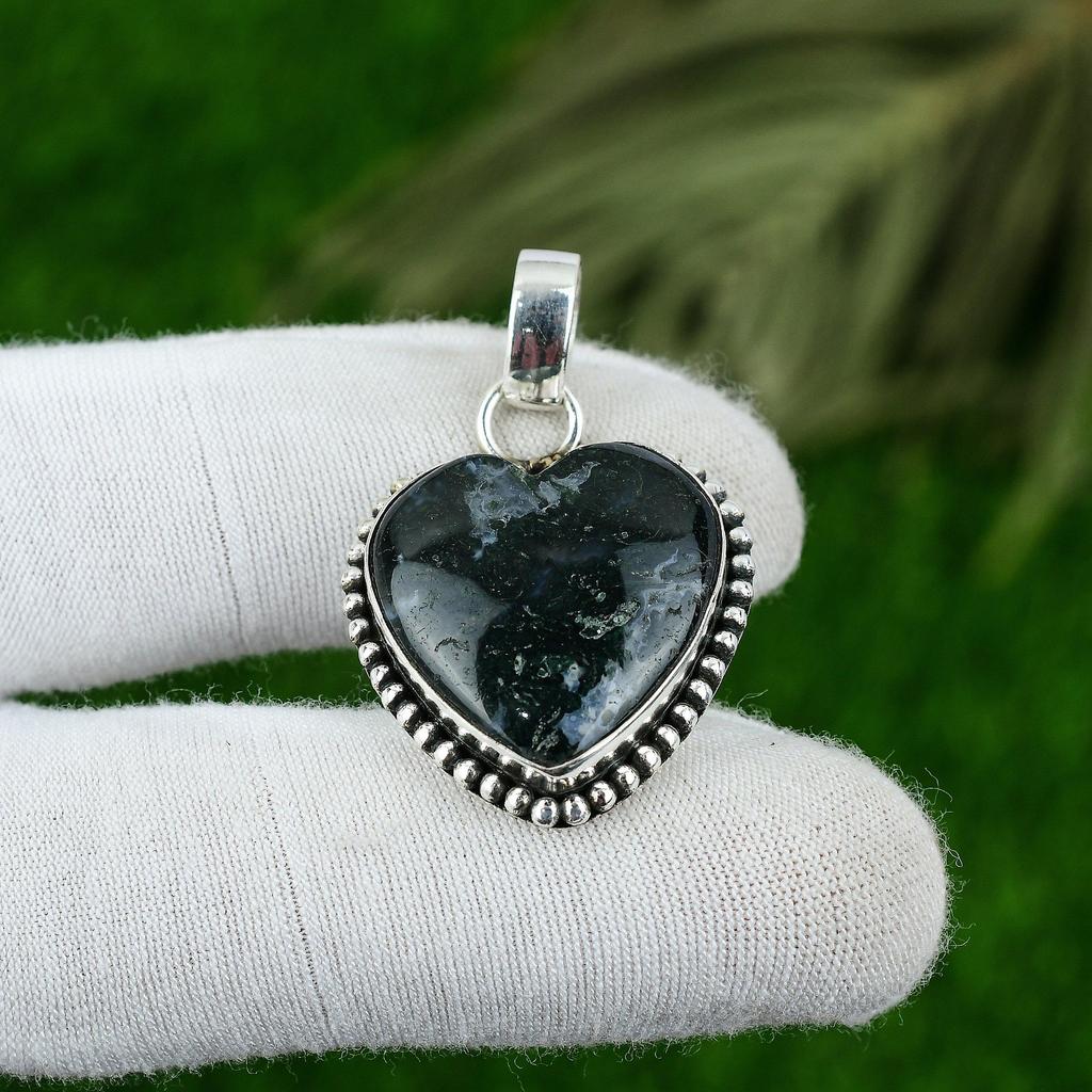 Натуральный кулон из агата «солнечный мох» из драгоценного камня, стерлинговое серебро 925 пробы, индийские украшения