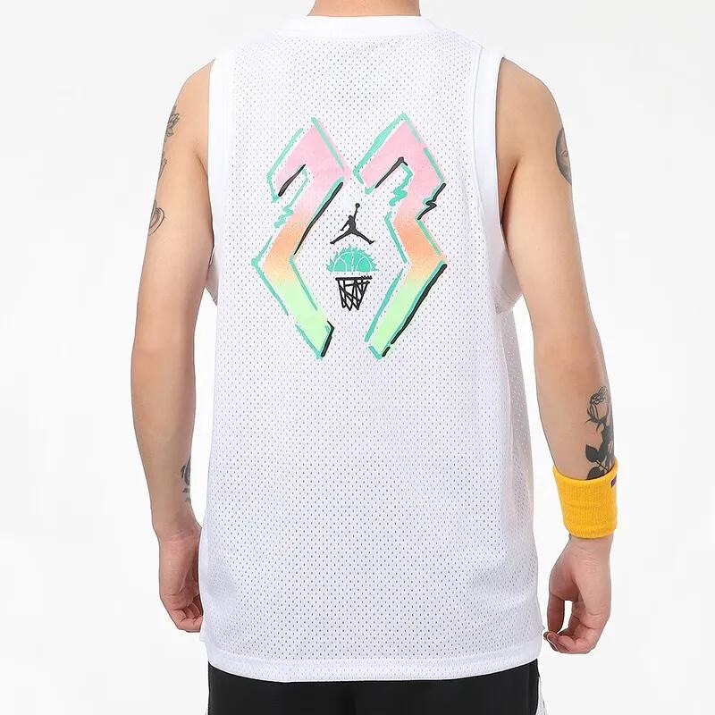 Jordan Tank Tops Men's White Crew Neck Moderate Straight Fit (Unisex) Tank Tops CZ4860 100