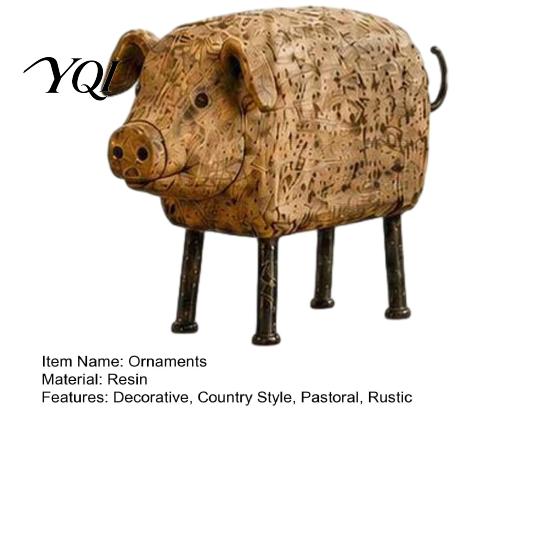 Collectible Farm Animal Sculptures Country Style Pig/Rooster Figurine, Resin Rustic Farmhouse Statue, Pastoral Figurines Desktop Ornaments for Shelves