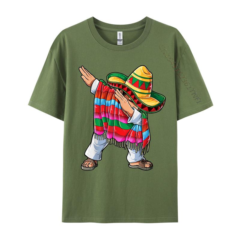Dabbing Mexican Poncho Cinco De Mayo Men Sombrero Dab Hot Sale Mens T Shirt Premium Cotton Family Tops Shirt Funny Men Tshirt