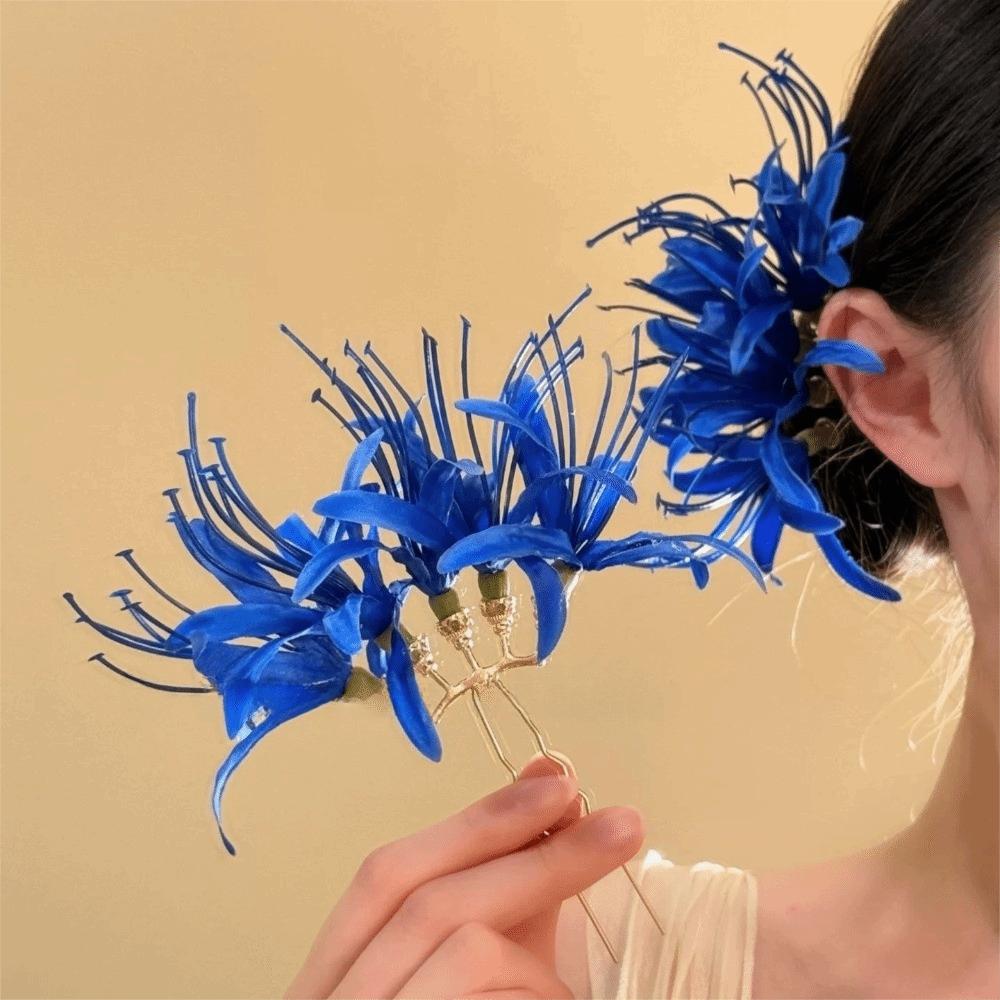 Simple Large Flower Hair Stick Fairy Simulation Flower Hanfu Hair Stick Bohemian Bohemian Style Simulation Flower Hairpins Beach