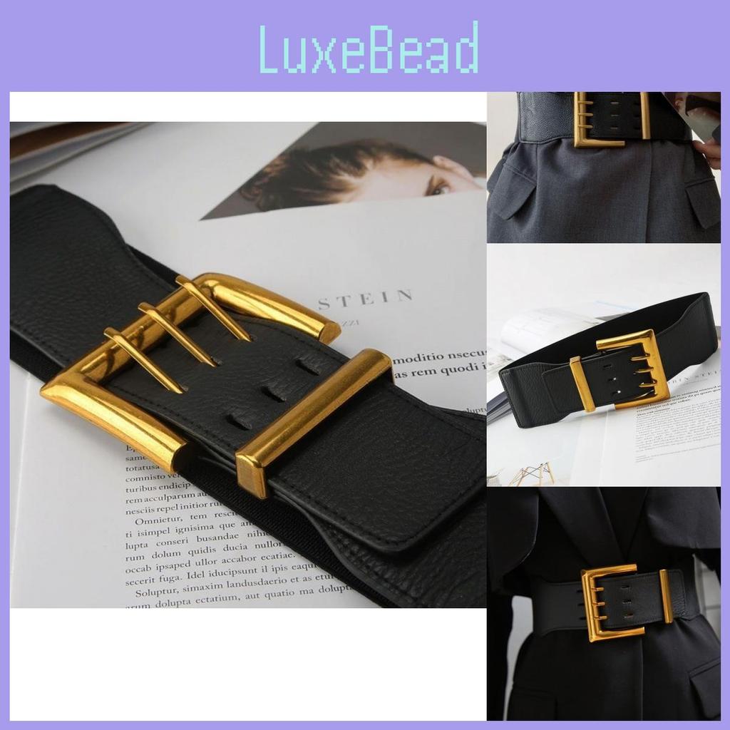 Fashionable Black Pu Elastic Waist Belt For Women Vintage Style Versatile Outfit Accessory