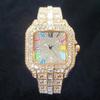 New Luxury Diamond Watch Men Fashion Bling Iced Out Square Quartz Watches Rap Hip Hop Rose Gold Relogio Masculino for Party