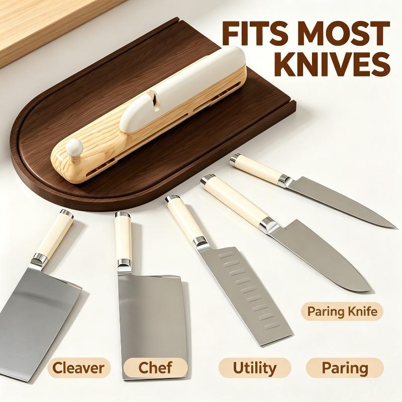 1 PCS Kitchen Knife Storage Rack with Magnetic Sharpening Stone 2-in-1 Wall Mounted Storage Knife Holder