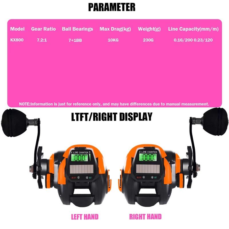 Новая супер практичная рыболовная катушка с зарядкой USB и солнечной батареей, электронный светодиодный экран для литья приманок 7.2:1 Передаточное отношение Водонепроницаемый Литейный Морская Рыбалка