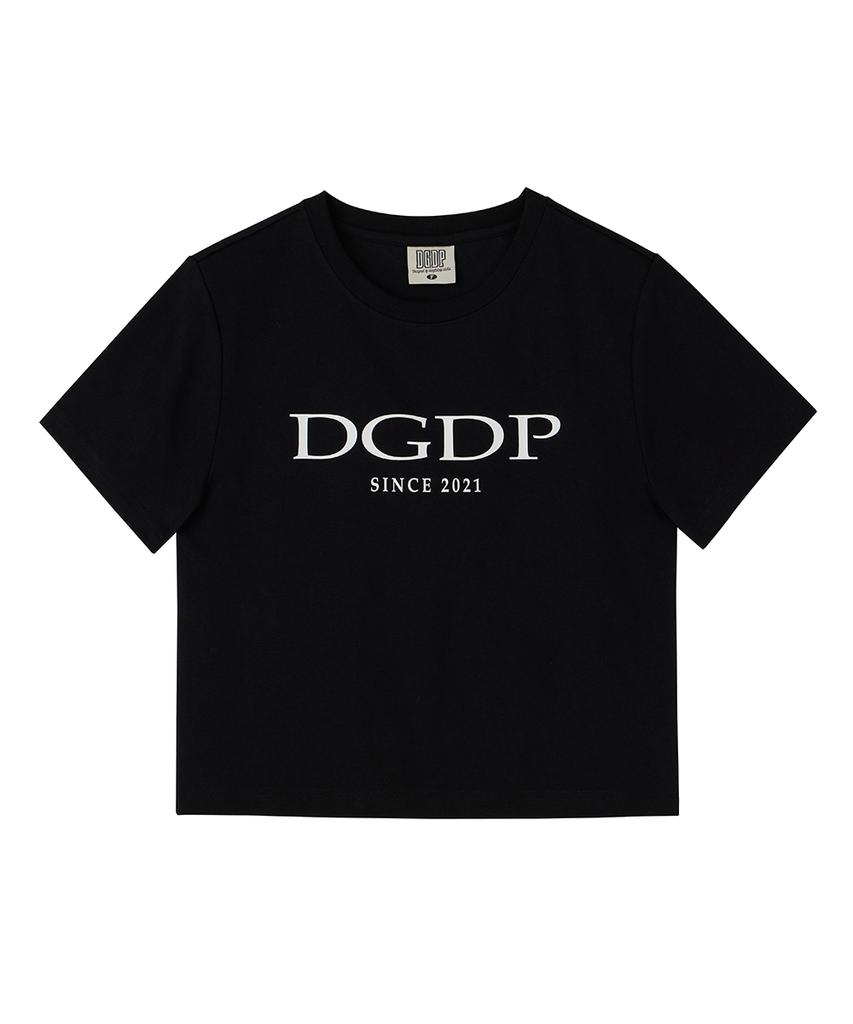 DANGLEDROP Dgdp Точечный Логотип Укороченная Футболка с Коротким Рукавом Черная
