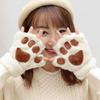 Women Cat Paw Gloves Cute Fuzzy Warm Half Finger Gloves Winter Plush Animal Paw Gloves for Girls Teens Cosplay Costume Parties Daily Wear