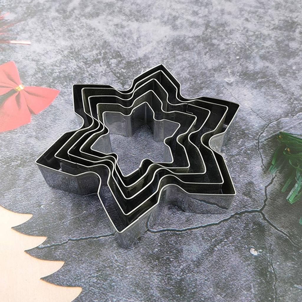 Claus Stainless Steel Snowflake DIY Christmas Decor Biscuit Mold Baking Tools Cookie Cutters Set