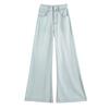Light Colored Tiansi Wide-leg Flared Jeans for Women's Summer New High-waist Loose Drape Ice Silk Straight-leg Floor Pants