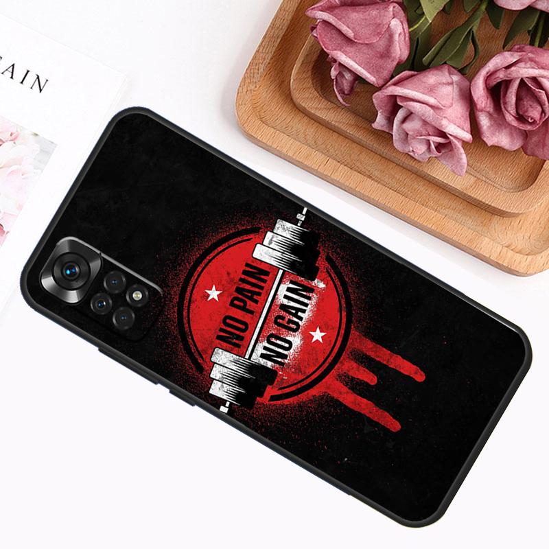 No Pain No Gain Gym Fitness Case For Xiaomi Redmi Note 13 Pro 14 12 11 9 10 9S 10S 11S 12S Redmi 12C 13C 14C 10C Cover