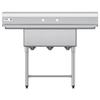 3 Compartment Sink, 18-Gauge 304 Stainless Steel, 254x356x254 mm Bowl Size, 3 Bay Commercial Kitchen Prep & Utility Sink with 2 Drainboards and