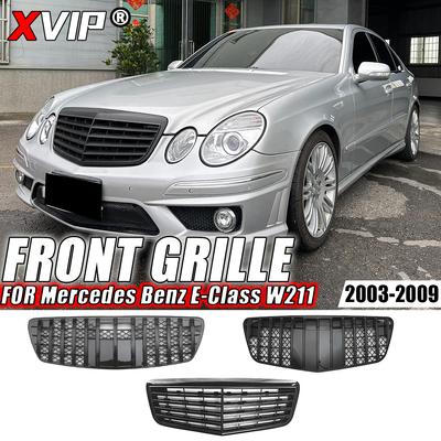 XVIP глянцево-черная передняя гоночная решетка AMG Style для Mercedes Benz E-Class W211 E320 E350 E500 E63 03-09 GTR Style Bumper Grilles