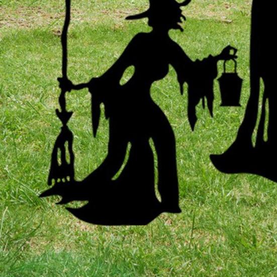 1/3 шт. Хэллоуин Ведьма Декоративный Садовый Колышек Погодоустойчивый Металлический Уличный Патио Двор Газон Жуткий Силуэт Ведьмы Знак Колышек Украшение