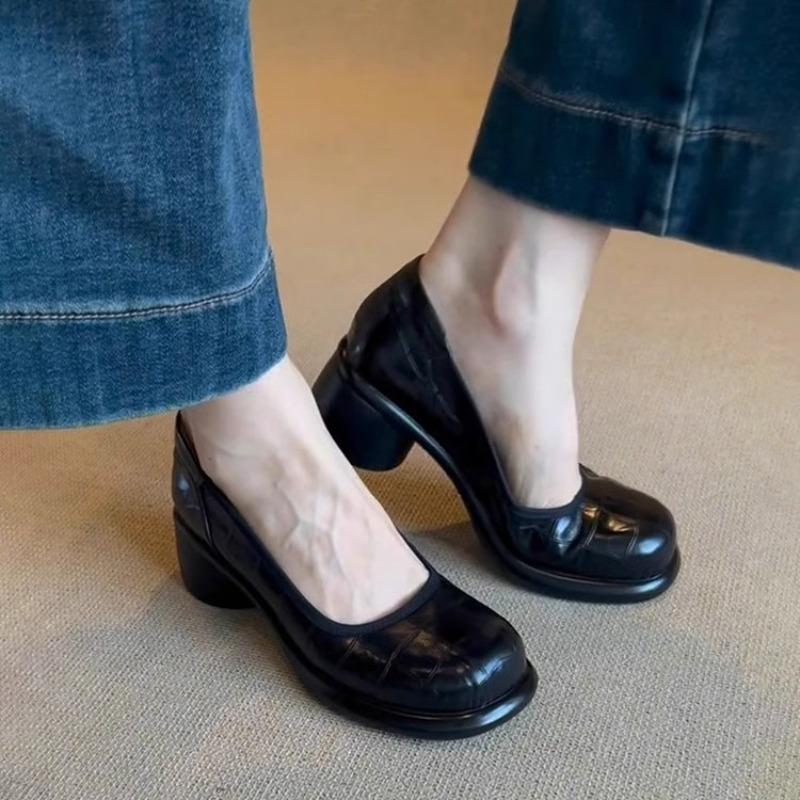 Модные Горячие Продажи 2025 Женские Туфли на Высоком Каблуке с Квадратным Носком Весенние Легкие Кроссовки Модные Балетки Женская Рабочая Обувь Удобная для Работы