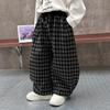 Мальчиковые брюки свободного кроя в клетку в корейском стиле - Универсальные, модные длинные брюки на весну/осень для детей от маленького до среднего возраста (2025)
