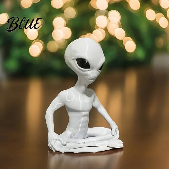 Настольный Декор Инопланетянин 3D Печатная Модель Забавная Статуэтка Йога Дзен для Украшения Эркерного Окна Комнаты Медитационного Пространства Гостиной Офиса Подарок Научная Фантастика