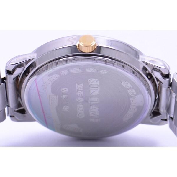 J-AXIS Men's MJG-D82-T (SF MIJ Made In Japan Quartz Men's Sun Flame) Round Watch Gold Alloy Analog