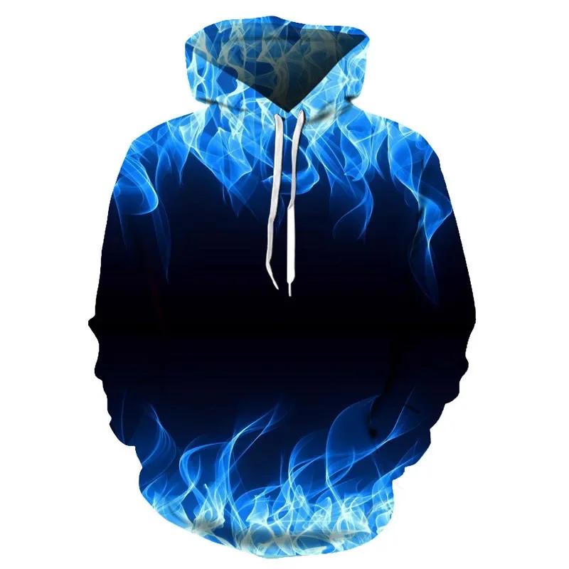 2021 Новая красочная толстовка с капюшоном Flame 3D Fluorescence Sweatshirt для мужчин/женщин, осенне-зимнее пальто, одежда, забавная куртка, черные толстовки с капюшоном