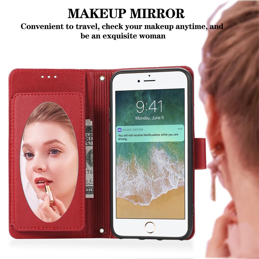 Для iPhone SE (2022)/СЕ (2020)/7/8 4,7 дюйма Чехол для мобильного телефона Кожаный чехол-кошелек из ПУ с 2 ремешками