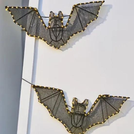 Halloween LED Bat Decoration Spooky Light Up Flying Bat Ornament for Holiday Indoor Outdoor Porch Tree Yard Lawn Decoration