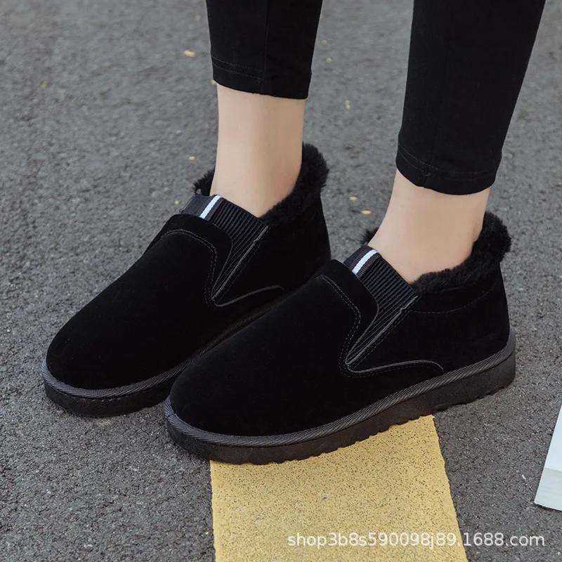 Женские зимние ботинки 2024 года, новые, повседневные, удобные, с круглым носком, женские, из хлопка