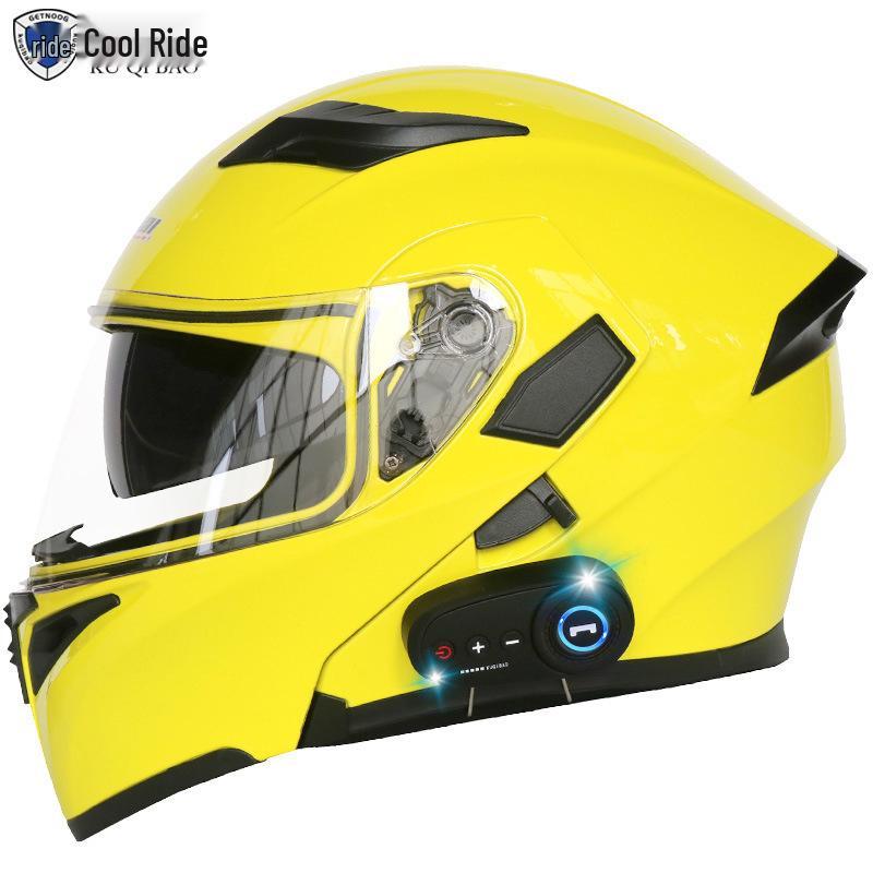 Cool Ride Treasure Bluetooth Full-Face Flip-Up Motorcycle Helmet with Dual Lens and FM Radio