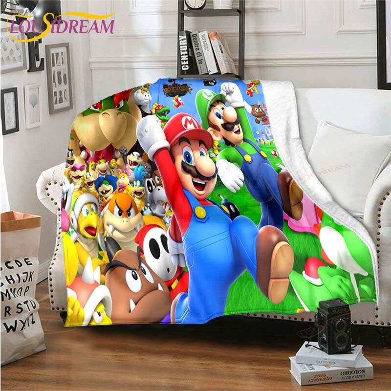 Плед Mario Bros Высококачественный Фланелевый Теплый Мягкий Плюшевый для Дивана Кровати Подходит для Пледа от Кондиционера