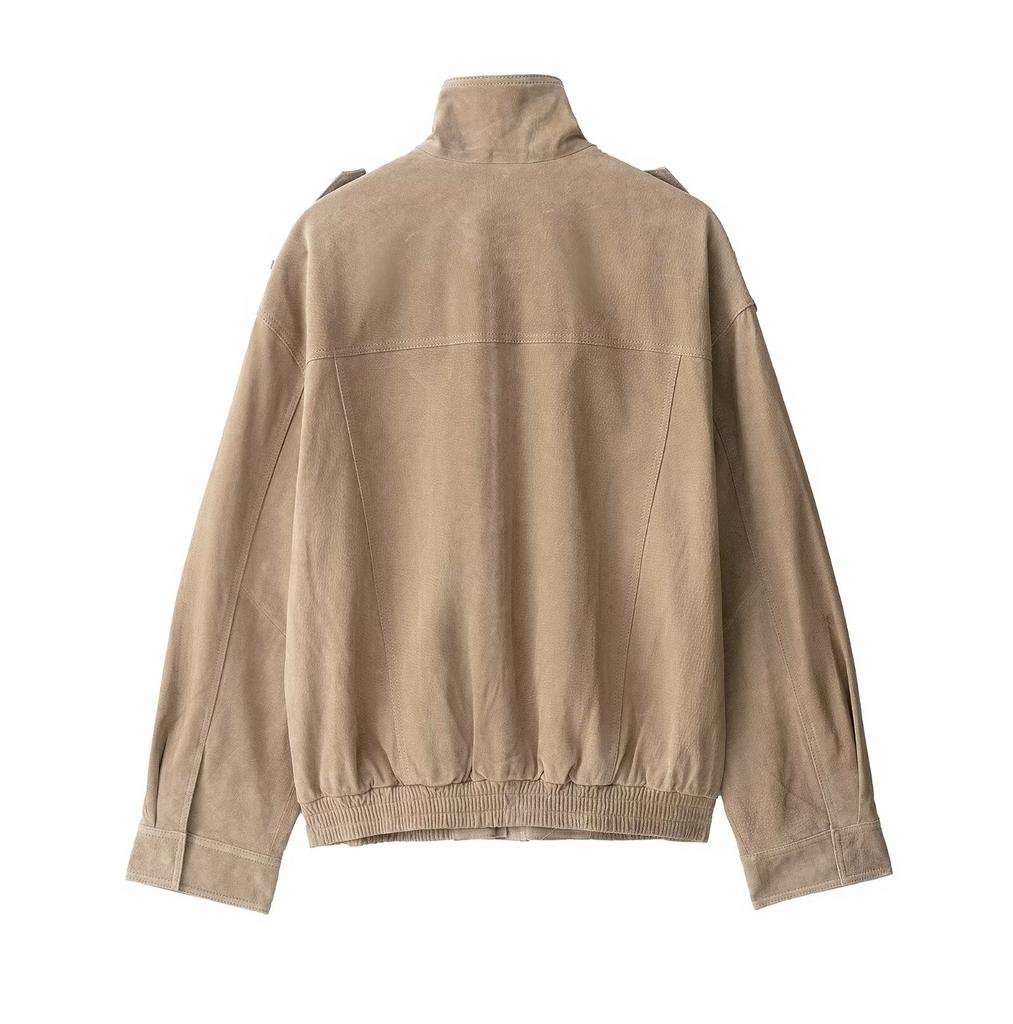 Women'S Fashion Temperament Suede Textured Leather Jacket