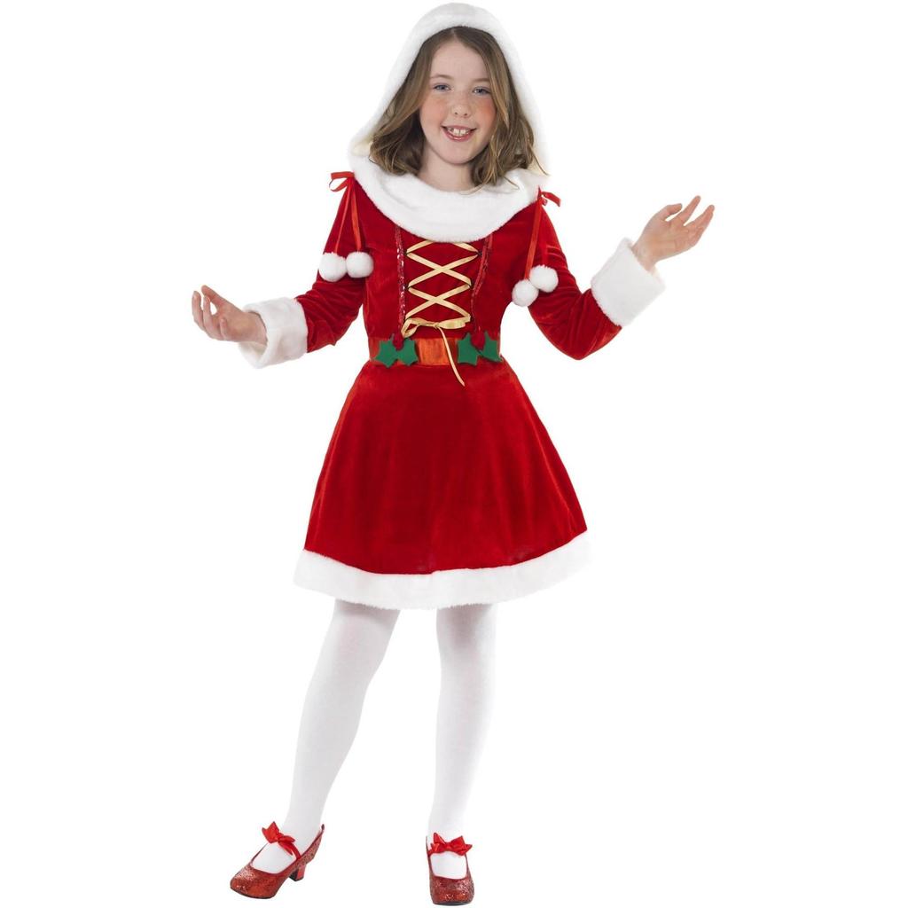 Smiffys Girls Little Miss Santa Costume Dress
