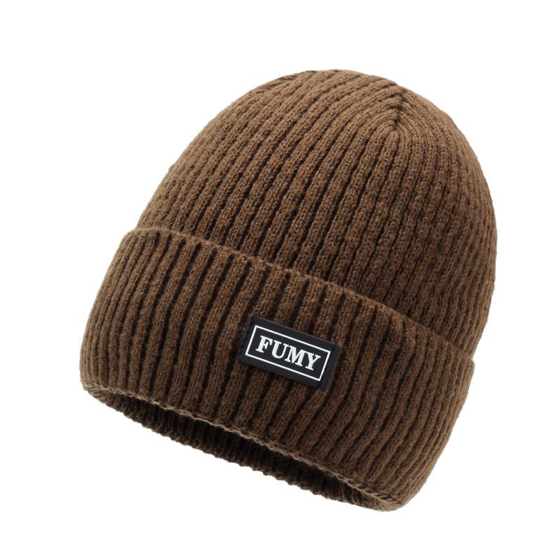 Hat Men'S Winter Knitted Hat Fleece Thickened Warm Wool Hat Cotton Hat Winter Outdoor Riding Windproof Cold Hat