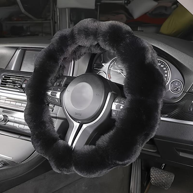 Мягкий розовый пушистый чехол на руль Нескользящий Универсальный размер Аксессуар для интерьера автомобиля со стильным захватом