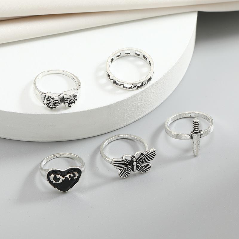 Винтажное серебряное кольцо для женщин и мужчин с бабочкой, грибом, ангелом, крестом, панк-готическое кольцо для подростков, модные ювелирные изделия