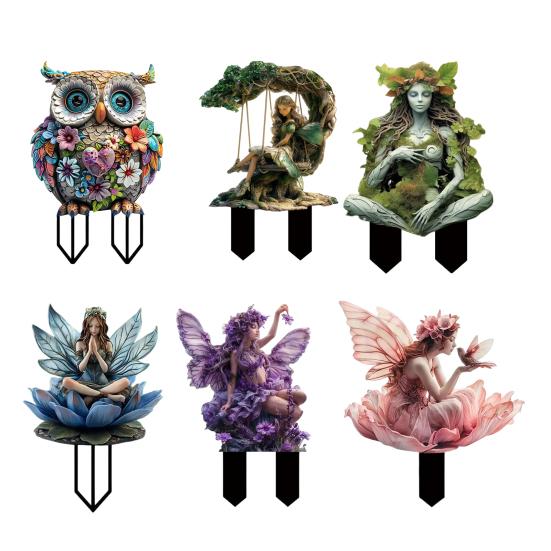 Садовый колышек серии Fantasy, устойчивый к погодным условиям, декоративный колышек Fairy, 2D, плоское акриловое украшение с колышком для декора двора на открытом воздухе