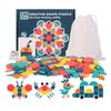Wooden Pattern Blocks, Early Educational Toy for Preschoolers, 180-Piece Wooden Building Blocks, Geometric Shape Puzzle, Ages 3 and Up, Develops