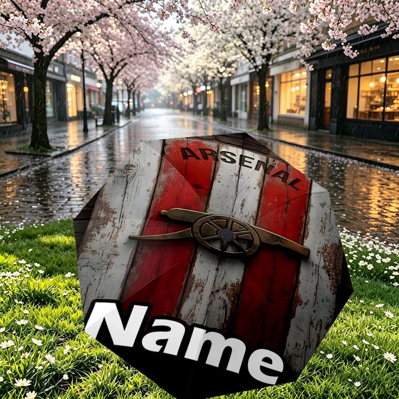Custom Name Personalized football team Print Umbrella, Auto Open Close, 8‑Rib Sturdy Frame, Commute Camping Hiking Use, Birthday Gift