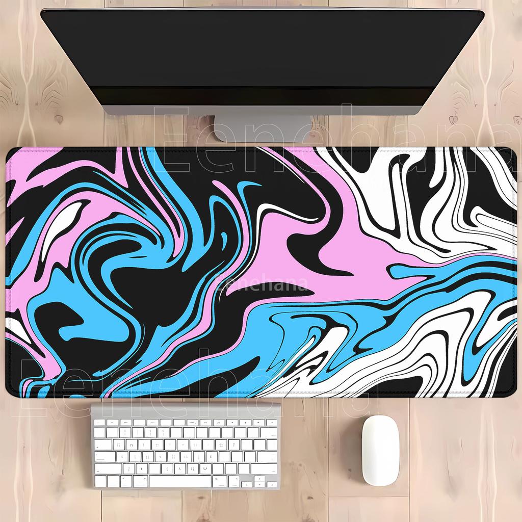 Strata Liquid Xxl Desk Mat Black And White Mousepad Large Abstract Mouse Pad Gaming Deskmat With Lockedge Office Nonslip Carpet