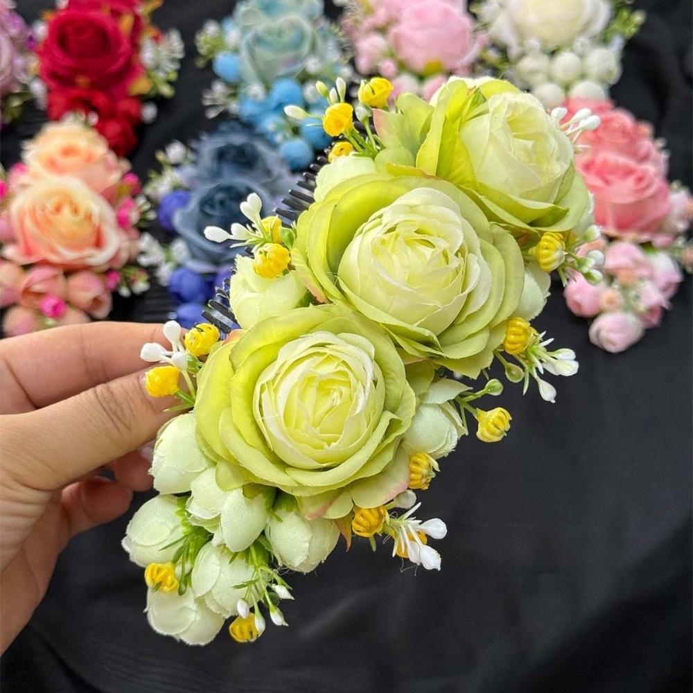 Thai Style Flowers Hairpin Sweet Chignon Hair Clips Rose Hair Comb Water Splashing Festival