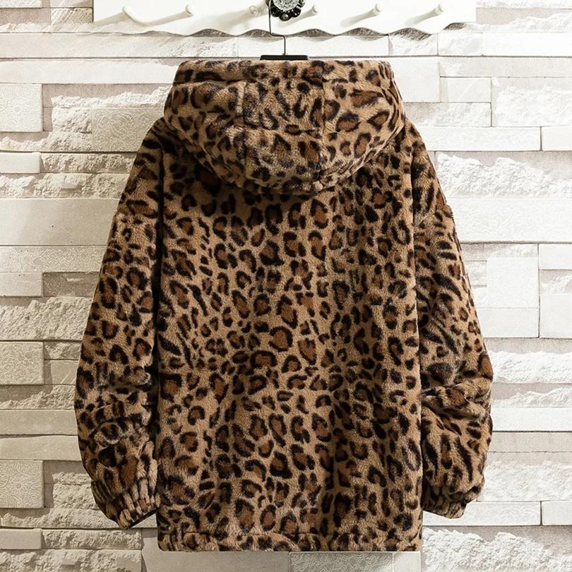 Leopard Hooded Winter Jacket Men Streetwear Men Jacket Winter Casual Jackets for Men Coat