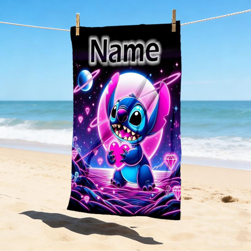 Custom Name Stitch & Scrump Stylish Digital Printing Beach Towel Quick‑Drying Absorbent Blanket for Beach Pool Gym Travel