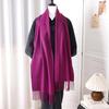 New Designer Luxury Women Warm Scarf Winter Cashmere Shawls Thick Solid Neckerchief Hijab Wraps Tassls Pashmina Foulard