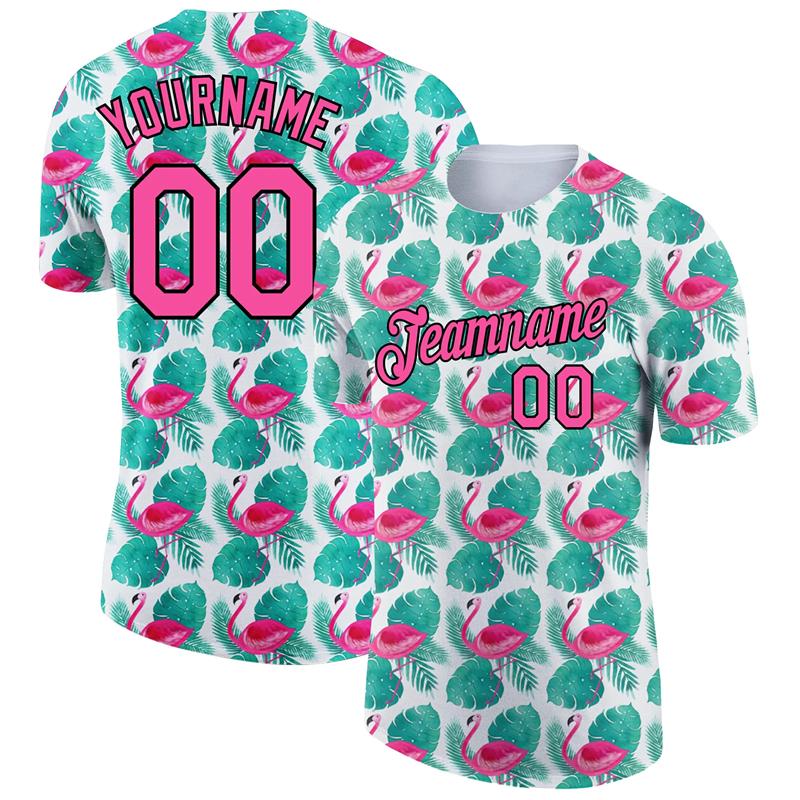 Flamingo Graphic 3D Print Customized Name Jersey Men's T-shirt Short Sleeve Gym Sport Fitness Hawaiian Style Tees